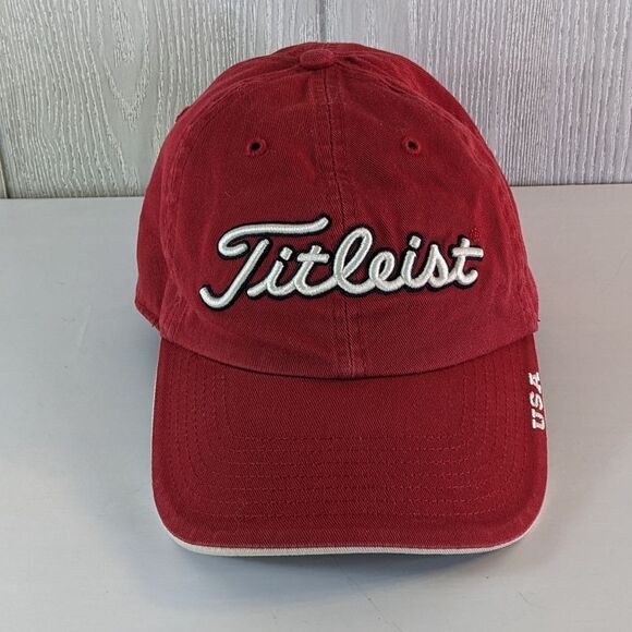 Titleist Red White Golf Strapback Hat EUC OSFM - Picture 2 of 9